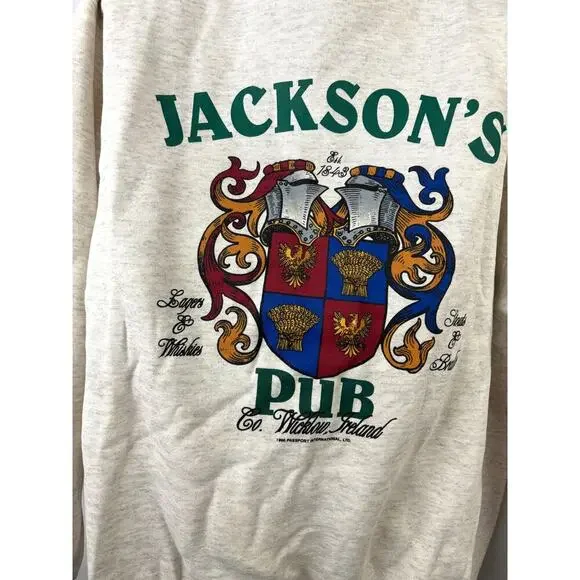 VTG 90s Jackson's Pub Co. Wicklow Ireland Crewneck Sweatshirt Men's LARGE New